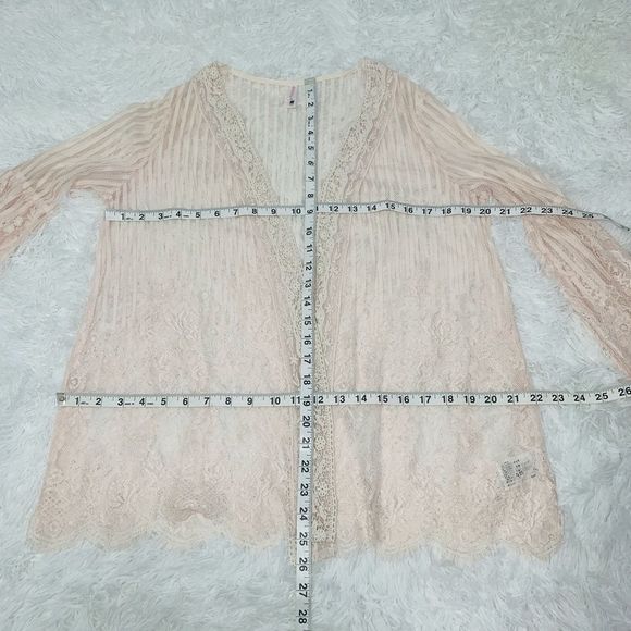 Xhilaration Pink Lace Open Cardigan Bell Sleeve XS - Picture 14 of 15